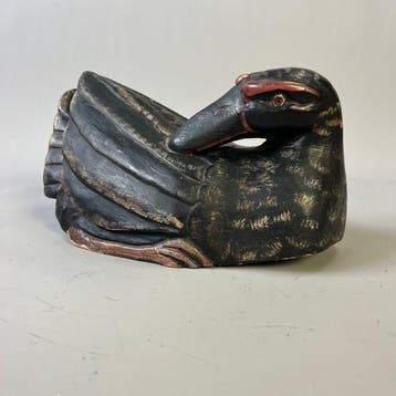 Decoratief ornament - Hand gestoken Houten eend lokeend -, Antiek en Kunst
