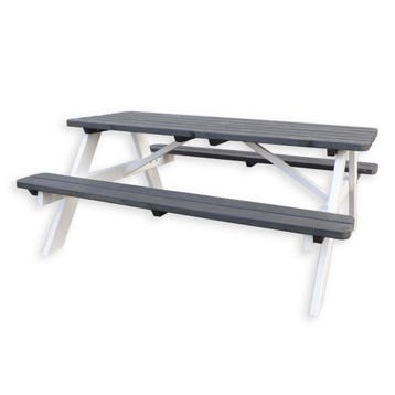 Picknicktafel Deluxe 180 x 70 cm - Grijs / Wit, Tuin en Terras, Picknicktafels, Verzenden, Nieuw, Hout
