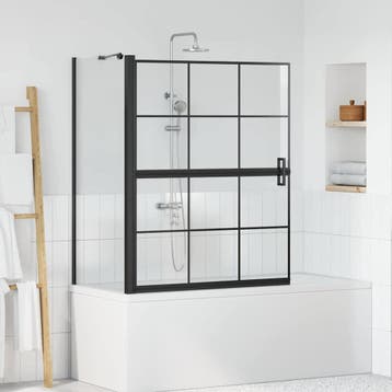 vidaXL Bad Douchescreen Zwart en transparant 100 x 68 x 128, Doe-het-zelf en Verbouw, Sanitair, Verzenden, Nieuw