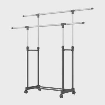 Telescopisch Kledingrek op Wielen - Dubbele Stang, Verstelba, Kleding | Dames, Kledingrekken, Verzenden, Nieuw
