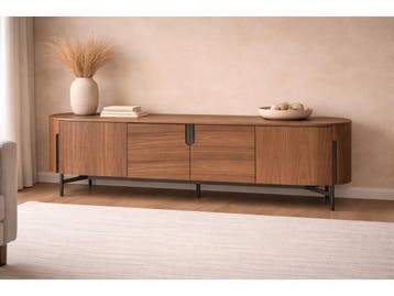 Veiling - Tv dressoir Walnoot - 220cm - Notenhout bruin - br, Huis en Inrichting, Nieuw