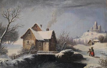 Italiaanse school (XX) - Paesaggio Invernale con Casolare e