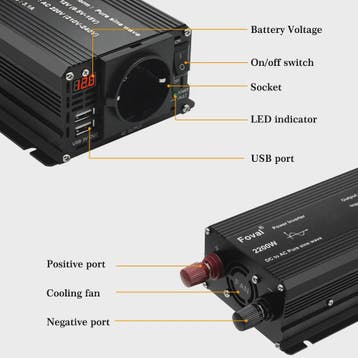 Pure Sine Wave Omvormer 12V DC naar 230V AC - 1500W tot 3000, Verzenden, Nieuw
