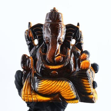 Beeld, No Reserve - Big Genuine Tiger Eye Carved Divine Lord