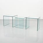 Bijzettafel Solidesk - Set van 3 - Glas - 50,5 x 50,5 x 50, Ophalen of Verzenden, Nieuw