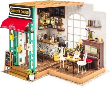 Robotime Miniatuur bouwpakket Simons Koffie met LED licht..., Verzenden, Nieuw