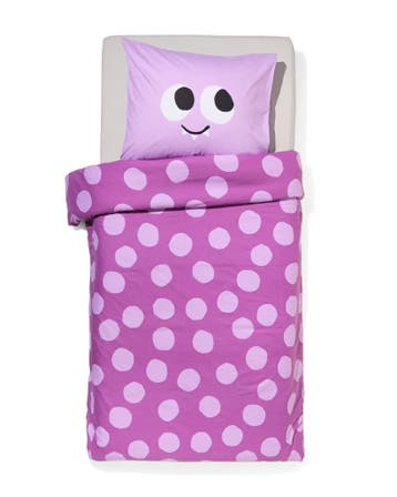 HEMA Kinderdekbedovertrek 140x200cm zacht katoen monster, Verzenden, Nieuw, Paars