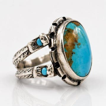 Turquoise - Zilver - Ring - Ambachtelijke tribale sieraden
