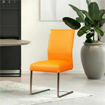 Set van 4 Leren eetkamerstoelen Remix - Toledo Mandarin, Huis en Inrichting, Stoelen, Ophalen of Verzenden, Nieuw, Leer
