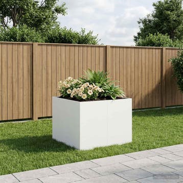 vidaXL Plantenbak Wit 80 x 80 x 60 cm Koudgewalst staal, Tuin en Terras, Verzenden, Nieuw, Metaal, 60 tot 100 cm