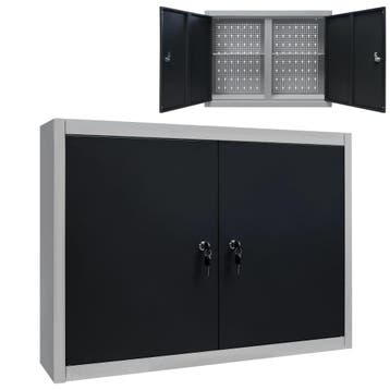 vidaXL Gereedschapskast voor aan de wand metaal grijs en, Doe-het-zelf en Verbouw, Verzenden, Nieuw