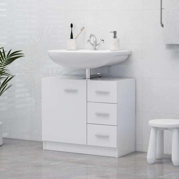 vidaXL Wastafelkast 63x30x54 cm bewerkt hout wit, Verzenden, Nieuw, Wastafelkast, Minder dan 100 cm