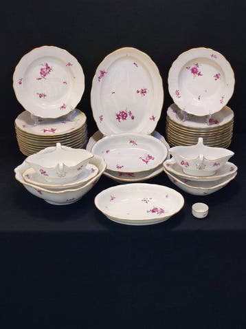 Meissen - Eetservies voor 12 (33) - Purpur Streublumen met