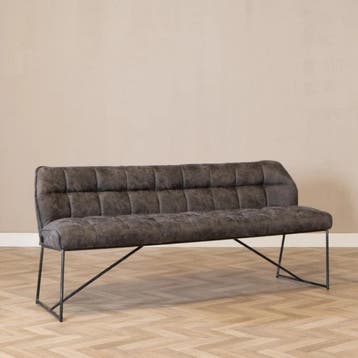 50% Korting: Eetkamerbank Abel antraciet microvezel 220 cm, Ophalen, Industrieel, Modern, Zo goed als nieuw, Stof