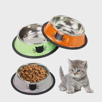 RVS Kattenvoerbak met Antislip Basis - Voer- en Waterbakje v, Verzenden, Nieuw