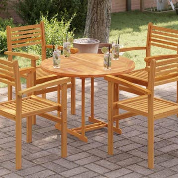 vidaXL Tafelblad rond 2,5 cm 90 cm massief teakhout, Verzenden, Nieuw