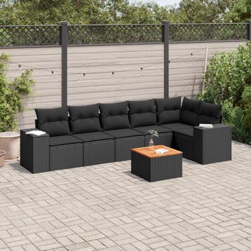 vidaXL Patio Sofa Set 6-zits Black, Verzenden, Nieuw