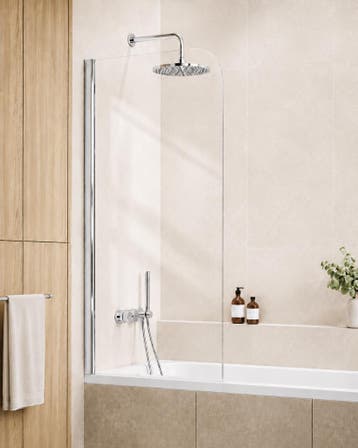 Badwand Torino 60 x 140 cm Chroom Badscherm Draaibaar 5 mm, Verzenden, Nieuw, Bad