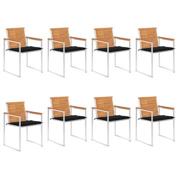 vidaXL Tuinstoelen 8 st met kussens massief acaciahout, Tuin en Terras, Verzenden, Nieuw, Hout
