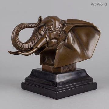 Beeld, Naar François Bazin, Olifant - 16 cm - Brons