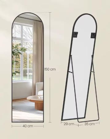 Boogvormige Volledige Lengte Spiegel 150×40 cm met Alu Frame, Verzenden, Nieuw