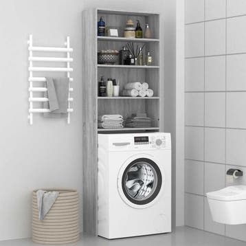 vidaXL Wasmachinekast 64x24x190 cm grijs sonoma eikenkleurig, Witgoed en Apparatuur, Wasmachines, Verzenden, Nieuw