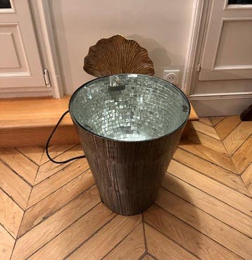 Bijzettafel - Metaal, Glas - Disco-lamp