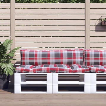 vidaXL Palletkussens 2 st ruitpatroon stof rood, Verzenden, Nieuw