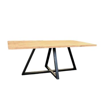 Stel uw rechthoekige tafel samen -  220x100 cm Stalen W-poot, Ophalen of Verzenden, Nieuw, Rechthoekig, Teakhout
