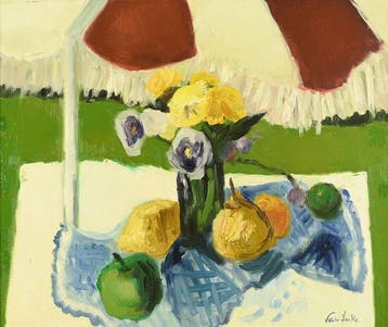 Arthur Van Hecke (1924-2003) - Fruits sur table sous parasol