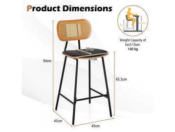 Coast Barkruk Set van 2 - Ergonomische rotan rugleuning -, Verzenden, Nieuw