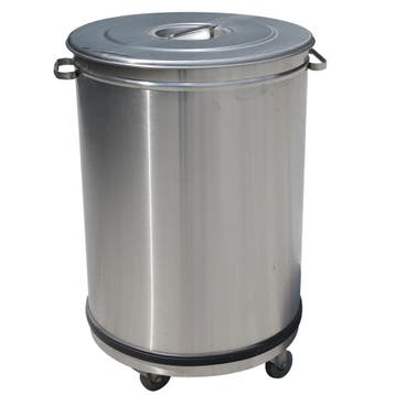 Afvalbak | RVS | 50L | Los Deksel | Wielen | Ø390x615mm, Ophalen of Verzenden, Nieuw