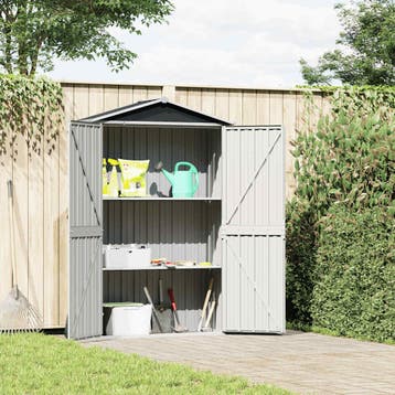 vidaXL Tuinschuur 116x45x175 cm gegalvaniseerd staal grijs, Tuin en Terras, Verzenden, Nieuw