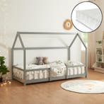 Kinderbed Sisimiut met matras 90x200 cm lichtgrijs en wit, Verzenden, Nieuw