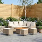 vidaXL Meubelsets met kussen 7 pcs Beige en Crème PE Rattan, Verzenden, Nieuw