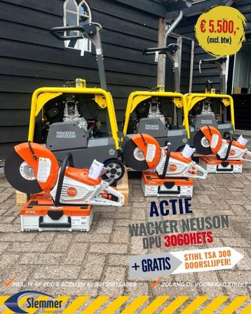 Actie! Wacker Neuson DPU3060 hets + GRATIS Stihl TSA 300!, Ophalen