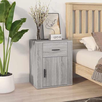 vidaXL Nachtkastje 50x36x60 cm bewerkt hout grijs sonoma, Huis en Inrichting, Slaapkamer | Nachtkastjes, Minder dan 45 cm, Verzenden