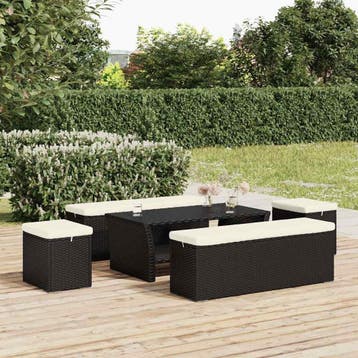 vidaXL Hockers met kussens 2 st 40x30x40 cm poly rattan, Verzenden, Nieuw