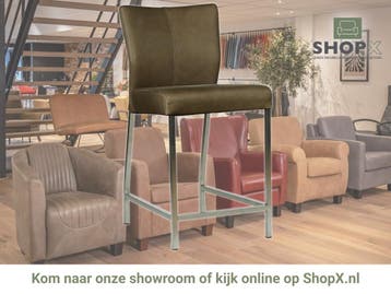 Leren barkruk Revolt laag - Rancho Green (olijf/groen) -, Nieuw, Leer, Ophalen of Verzenden, 90 cm of meer