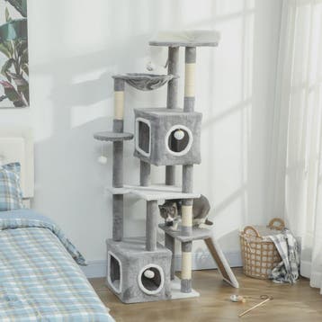 PawHut Kattenkrabpaal 165 cm Grijs - Klimtoren met Krabpalen