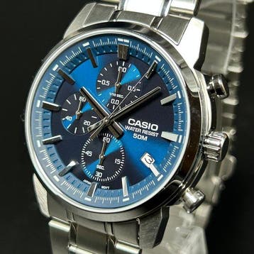 Casio - Chronograph - Quartz - Blue Dial - Zonder, Nieuw