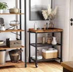 Serveertrolley industrieel 3-laags met houtlook en wielen, Huis en Inrichting, Verzenden, Nieuw