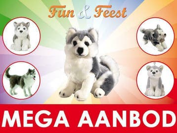 Husky knuffel mega aanbod - pluche huskey's, Ophalen of Verzenden, Nieuw, Hond