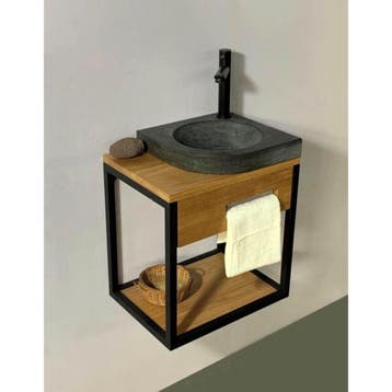 Fonteinset Casajoy 40x30x47cm Naturel Eiken Met Natuurstenen, Ophalen of Verzenden, Nieuw