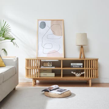 Tv-meubel Jarvenpaa met 4 open vakken 140x40x50 cm naturel [, Verzenden, Nieuw