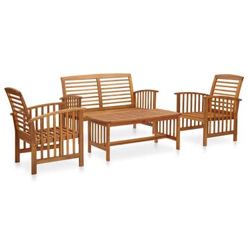 vidaXL 4-delige Loungeset massief acaciahout, Verzenden, Nieuw, Hout, Loungeset