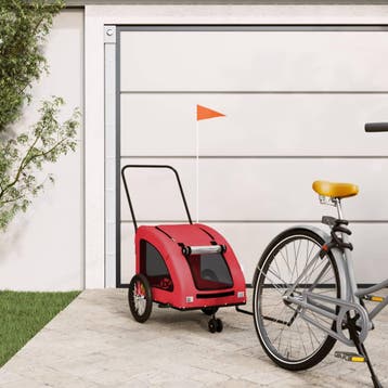 vidaXL Hondenfietstrailer oxford stof en ijzer rood, Dieren en Toebehoren, Verzenden, Nieuw