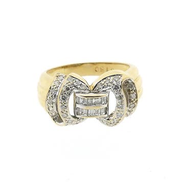Gouden ring met diamanten; 0,74 ct., Gebruikt, Ophalen of Verzenden, 17 tot 18, Met edelsteen