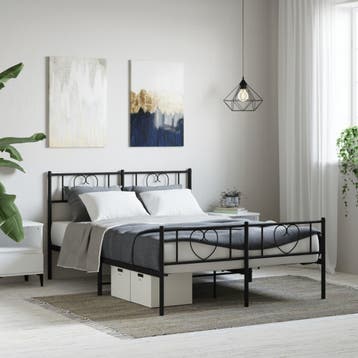 vidaXL Bedframe met voetbord zonder matras metaal zwart, Huis en Inrichting, Slaapkamer | Bedden, Verzenden, Zwart, 200 cm, Metaal