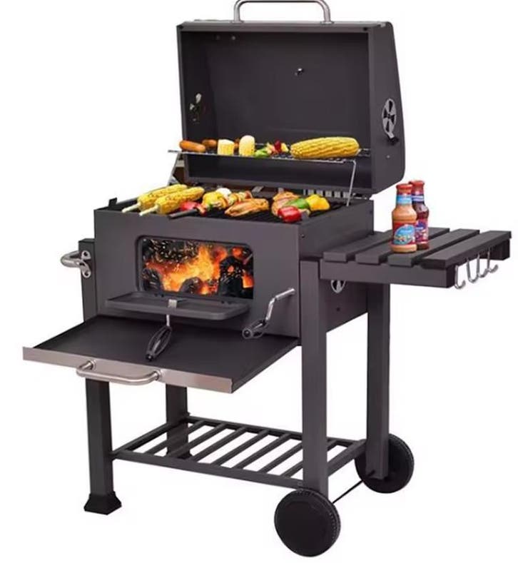 Houtskool Grillwagen | Barbecuewagen, 2 Grills, Verstelbare, Tuin en Terras, Barbecue-accessoires, Nieuw, Verzenden